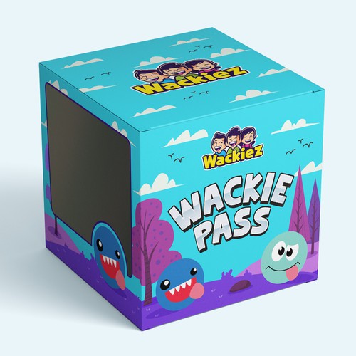 Game packaging with the title 'Cool and fun box package for a wacky plush ball'