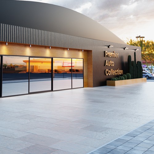 Rendering design with the title '3D Render - Commercial Building'