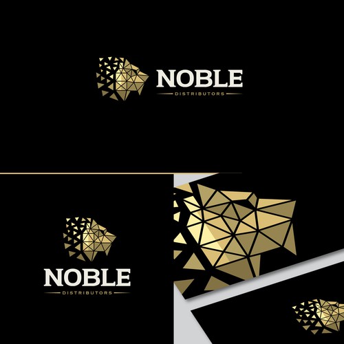 Lion brand with the title 'Modern logo for NOBLE Distributors'