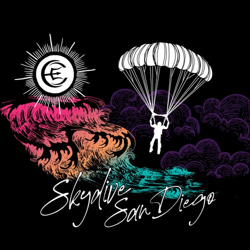 California t-shirt with the title 'Bright Summer T-shirt for Skydive Company'