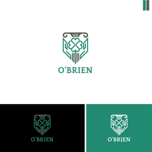 Clover design with the title 'Modern Shield Logo for Law Firm'