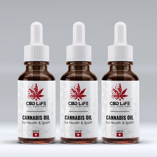 White label with the title 'Product Label for High quality CBD oil '