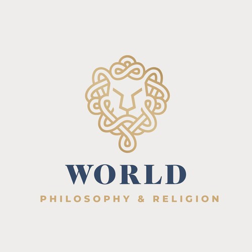 Antique design with the title 'Lion Logo for World Philosophy & Religion BOOK PUBLISHER'