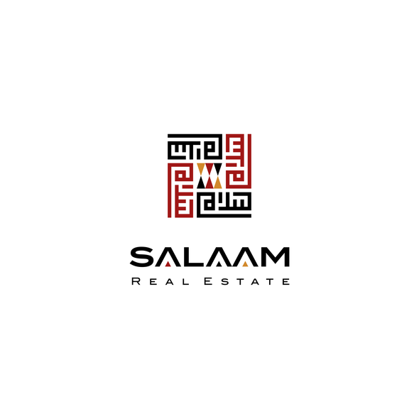 Arabic calligraphy design with the title 'Logo concept for SALAAM Real Estate'
