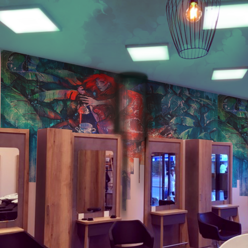 Beauty illustration with the title 'Design for a beauty shop'