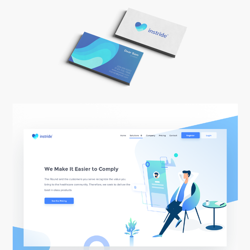 Wave logo with the title 'Instride, Logo and Brand Identity Pack for Healhtcare and Technology Company'