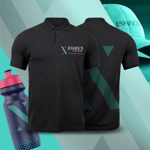 Physical logo with the title 'EXHALE Training - Fitness Center Logo Design'