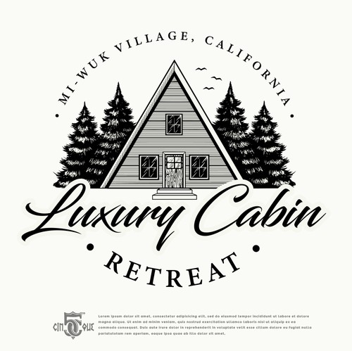Cabin logo with the title 'Luxury Cabin Retreat'