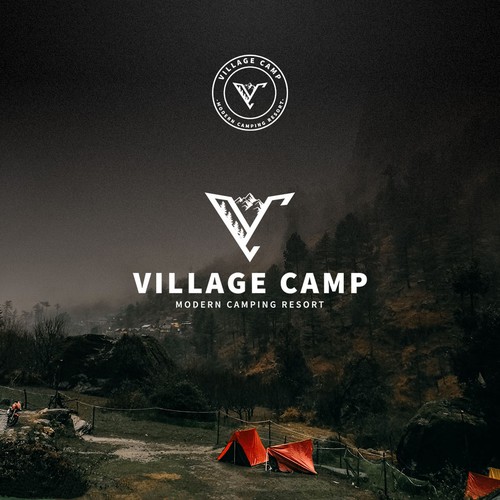 Village brand with the title 'MODERN CABIN & LODGING RESORT'