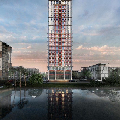 Rendering design with the title 'Skyscraper design'