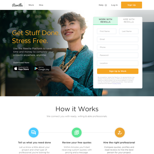 Recruitment design with the title 'Rewilla - Landing page for Australian Recruitment Company'
