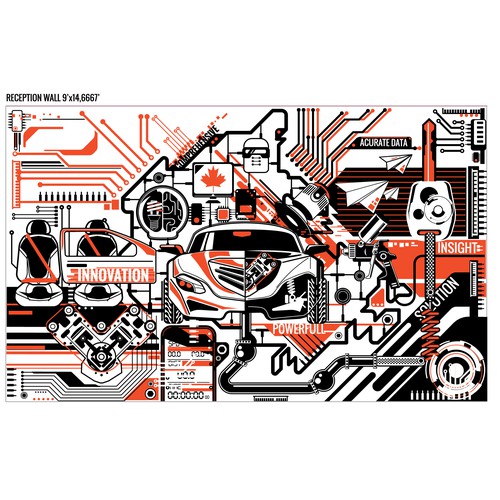 Wall artwork with the title 'mural wall office audatex canada'