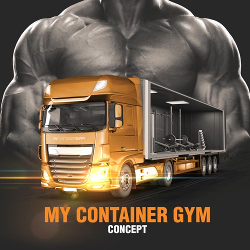 Container design with the title '3D presentation of Container Gym'