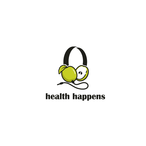 Headphone logo with the title 'Logo Design for podcast Health Happens'