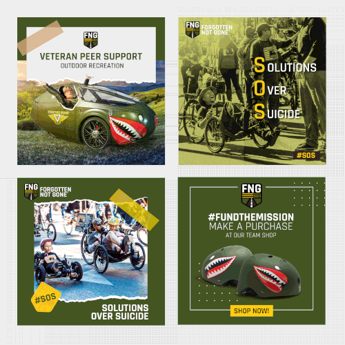 Army design with the title 'Facebook Banners and Ads for Veteran Brand'