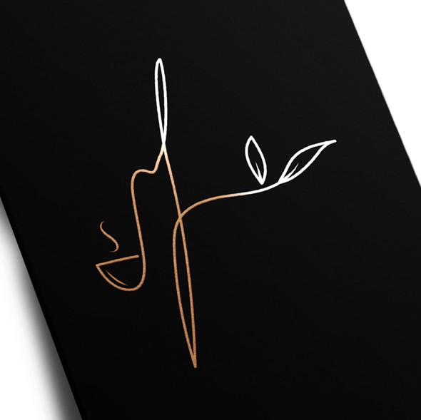 Dining logo with the title 'Elegant line drawing logo for a vegan fine dining'