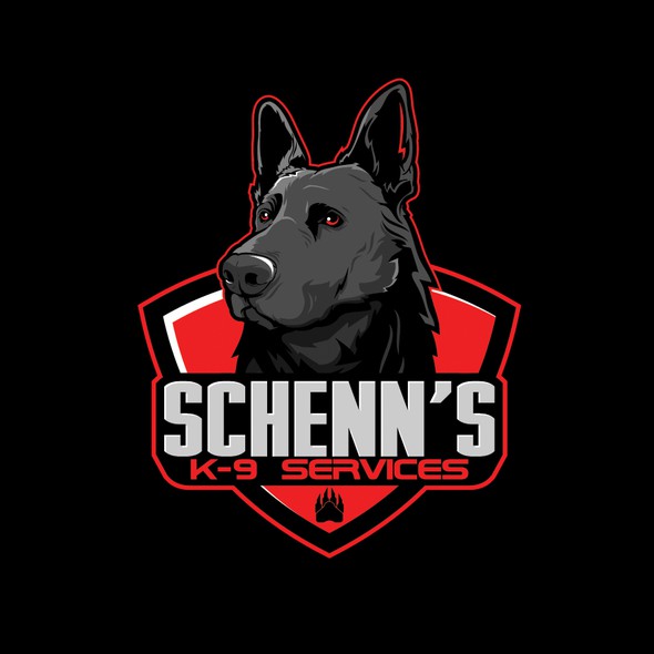 German shepherd logo with the title 'german shepherds dog cartoon character for SCHENN'S K-9 SERVICES'