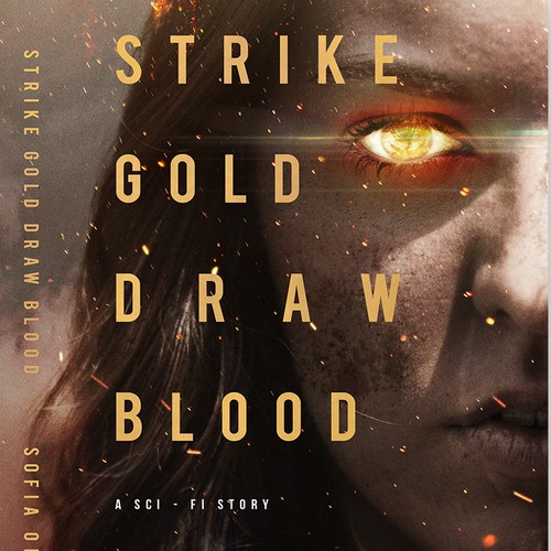 Golden design with the title 'Sci-fi / Superpowers / dystopia for young adults.'