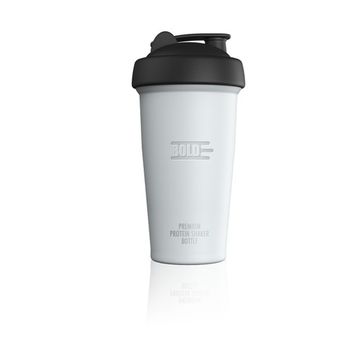 Design a logo for a premium protein shaker bottle