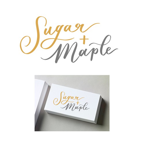 Brush lettering design with the title 'Sugar + Maple'