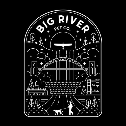 Line art t-shirt with the title 'Big River Pet Co. Adventure Clothing Brand  '