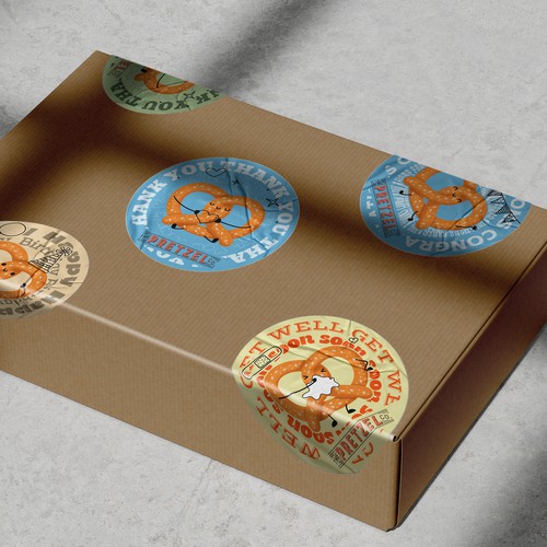 Pretzel design with the title 'Packaging Stickers'