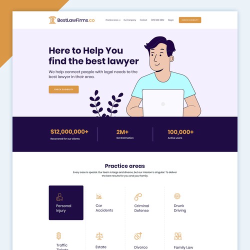 HTML website with the title 'Top Level Expert Design for Lawyer / Law Firm Website'