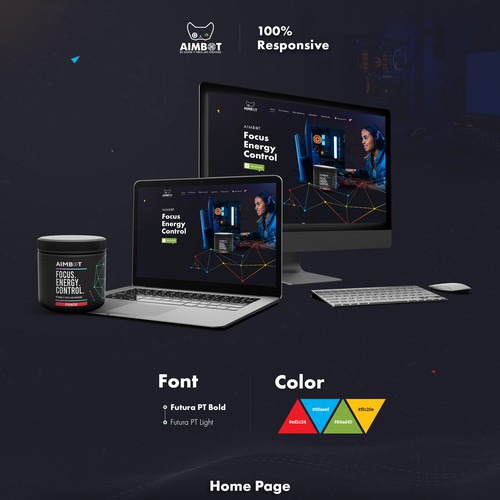 Neon design with the title 'Wordpress site for energy drink'