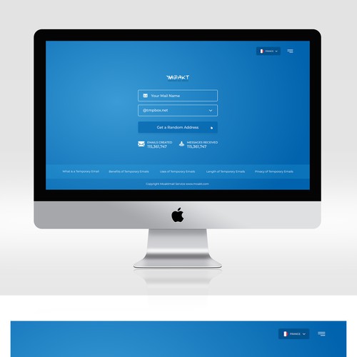 Redesigned website with the title 'Redesign a temporary email service'