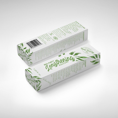 Leaf packaging with the title 'Lengthening mascara box'