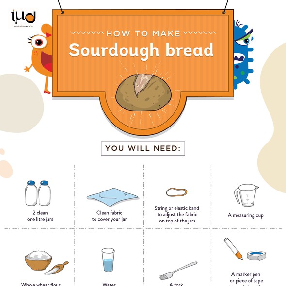 Bacteria design with the title 'How to make Sourdough Bread'