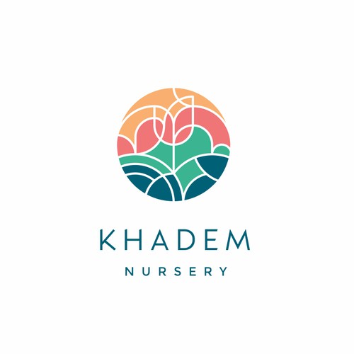 Abstract rose logo with the title 'Khadem Nursery'