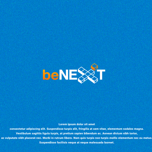 X logo with the title 'be next logo concept'