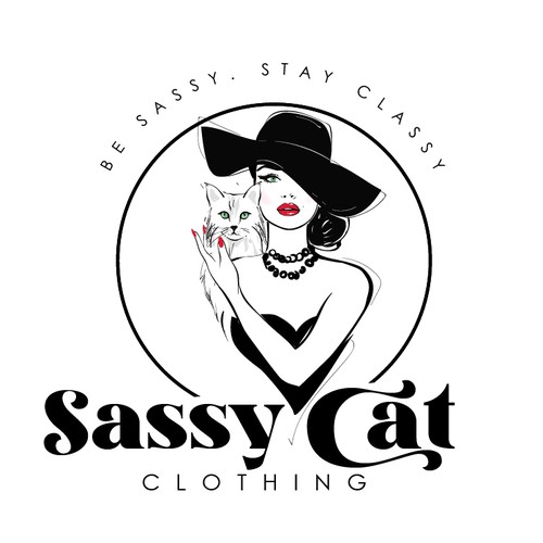 Fashion logo with the title 'Sassy Cat Clothing logo'