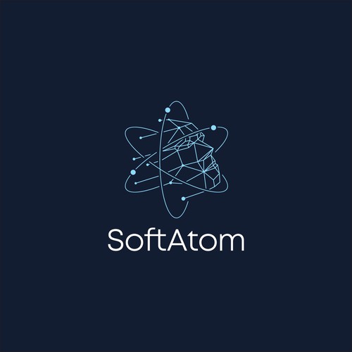 Atom design with the title 'Logo concept for SoftAtom'