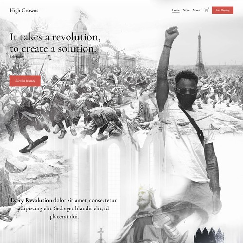 Ecommerce design with the title 'High Crowns'