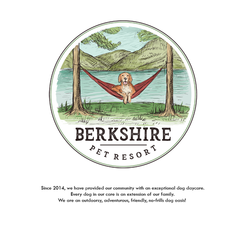 Resort design with the title 'Hand drawn logo for a pet resort'