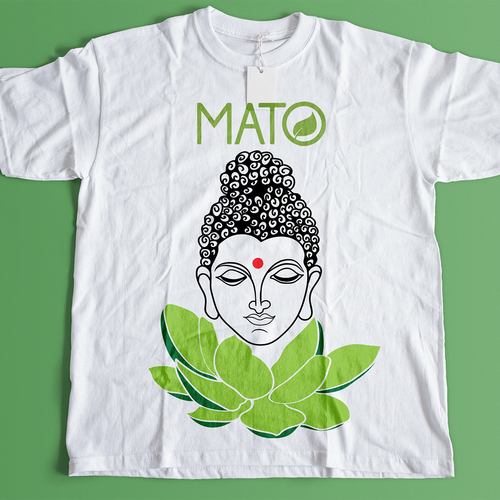 Green t-shirt with the title 'yoga t-shirt concept'