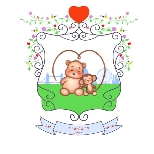 Family crest design with the title 'Love bring happines to the other'