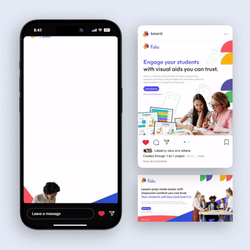 Instagram ad design with the title 'Foliok12 Subscription Campaign - foliok12.com'
