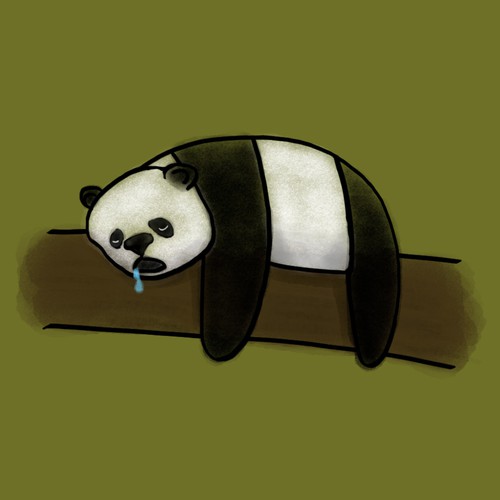 Cartoonish artwork with the title 'Sleepy animal mug design'