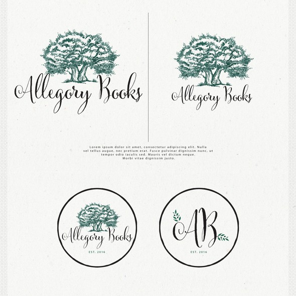 Olive tree logo with the title 'Logo Design for Allegory Books'