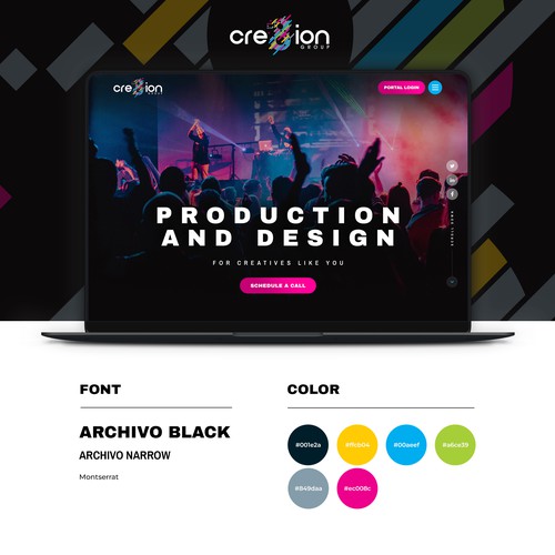 Music website with the title 'Cre8ion Group'