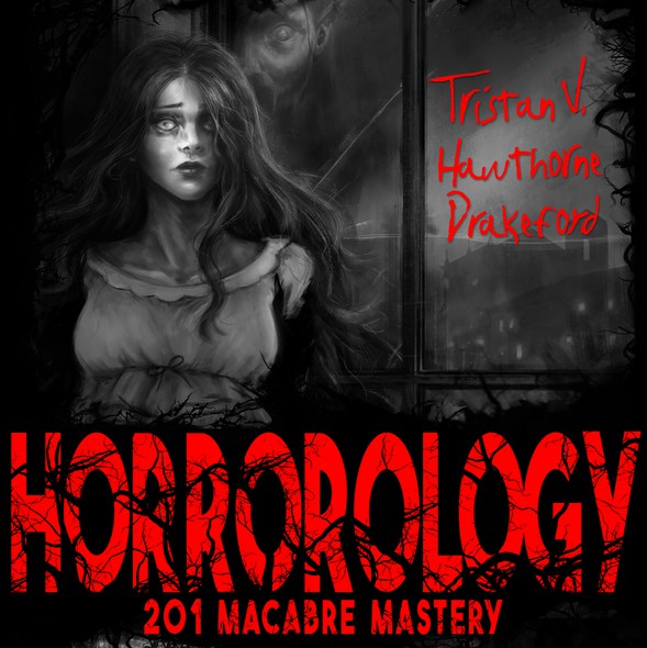 Drawing book cover with the title 'Horrorology - T. Drakeford'