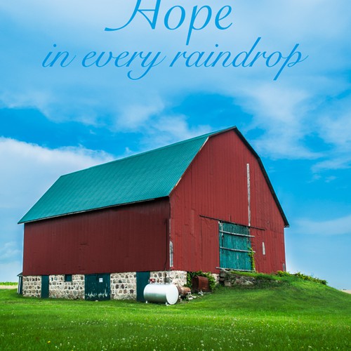 Countryside design with the title 'Country Themed Book Cover for "Hope In Every Raindrop"'
