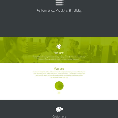 Different design with the title 'Bold, elegant splash site for transformation start-up in networking'