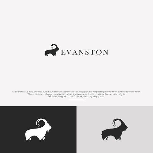 Mountain goat logo with the title 'Evanston Cashmere Scarf'