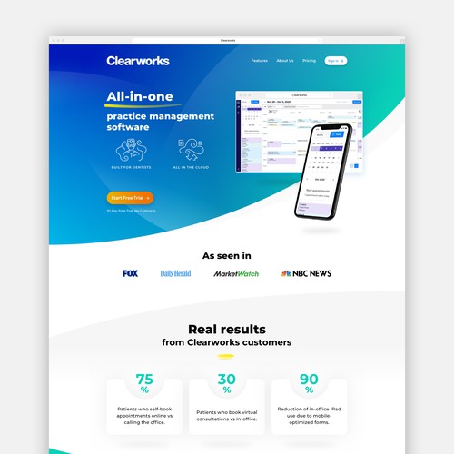 Dental website with the title 'Software developer website design'
