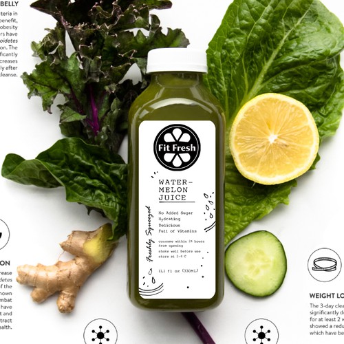 Juice label with the title 'Juice Label Design'