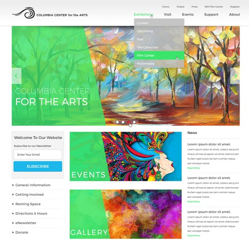 Museum design with the title 'Clean design for an Art Center'